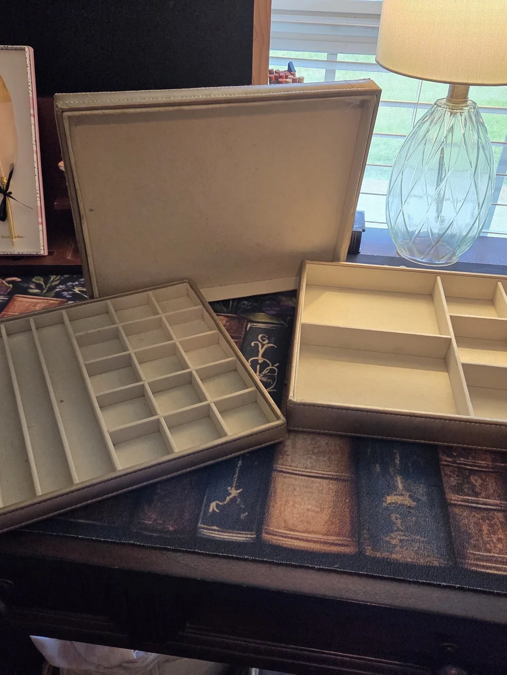 Jewelry and Accessory Storage Case Set in Cream - Unbranded